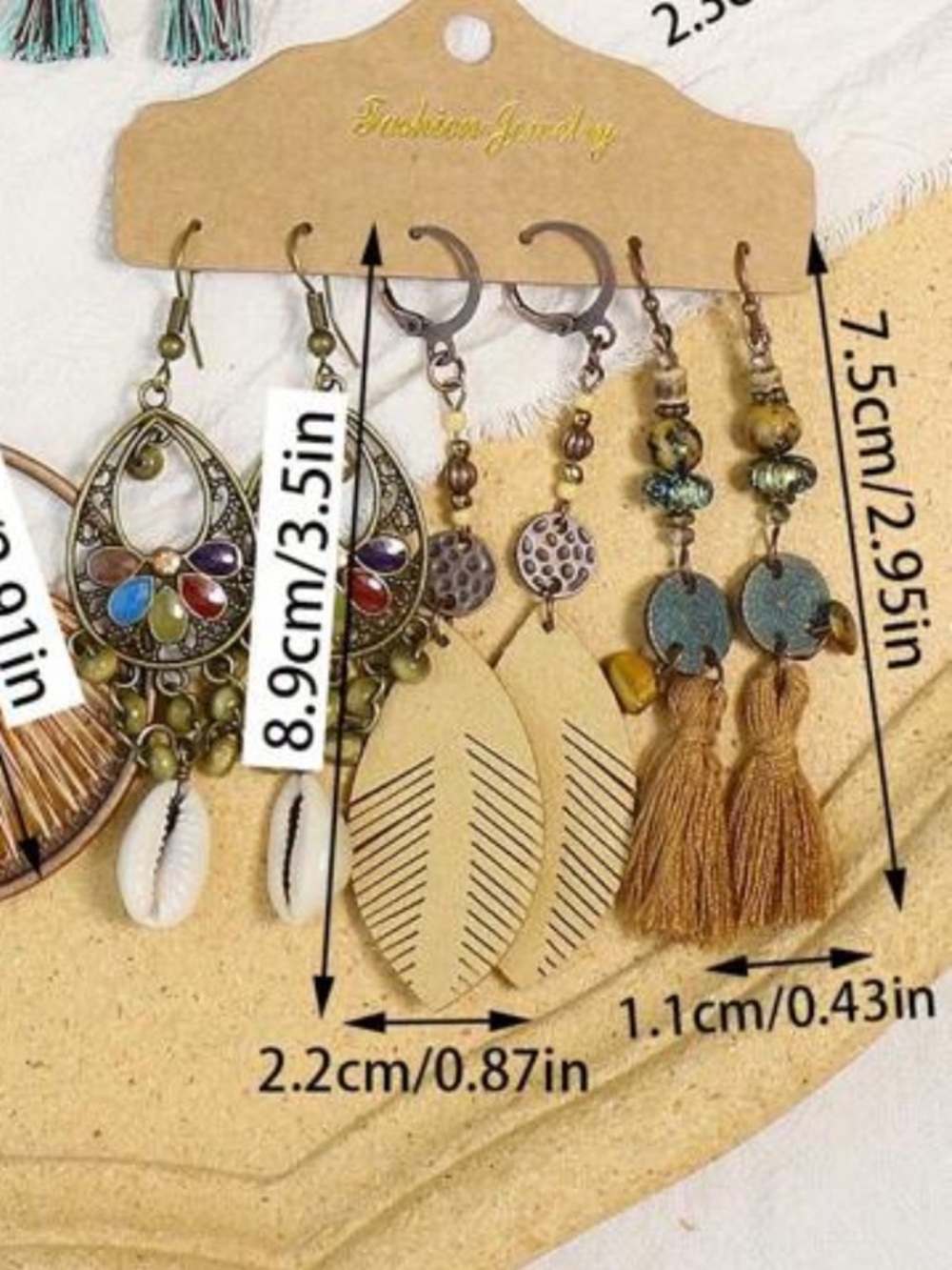 📿 SET OF 3 Dangle Earrings 📿 - Picture 3 of 3